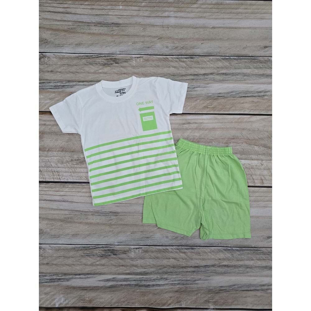 (2-5) Yaş KESKİNCAN ONE WAY BASKILI ŞORTLU TAKIM - YEŞİL - 2 YAŞ