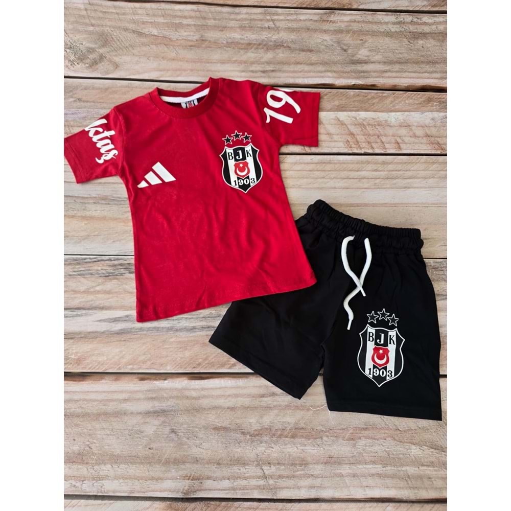 (2-12) Yaş TİNTİNİ BŞK TARAFTAR BASKILI ŞORTLU TAKIM - KIRMIZI - 9-10 YAŞ