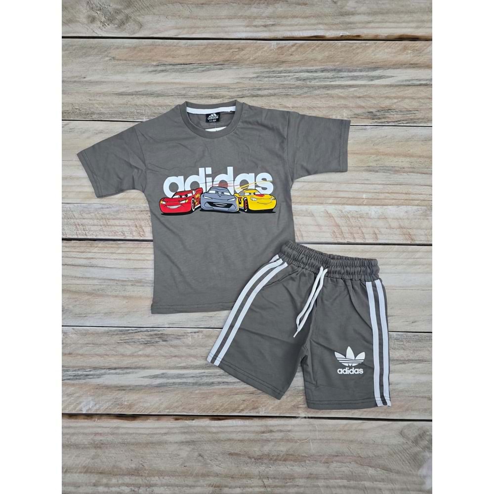 (3-10) Yaş TİNTİNİ ARABALI ADS BASKILI ŞORTLU TAKIM - GRİ - 7-8 YAŞ