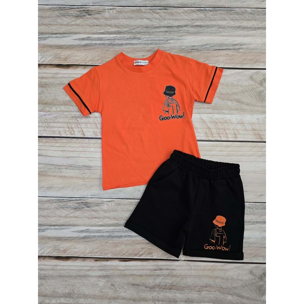 (4-12) Yaş TOMICO GOO-WOW BASKILI ŞORTLU TAKIM - TURUNCU - 4-5 YAŞ