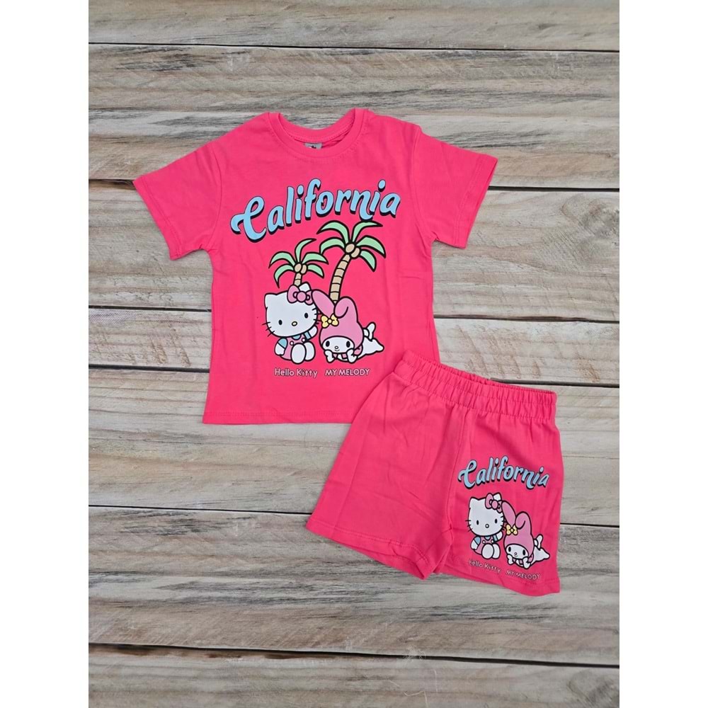 (3-10) Yaş MDY MY MELODY BASKILI ŞORTLU TAKIM - PEMBE - 4-5 YAŞ