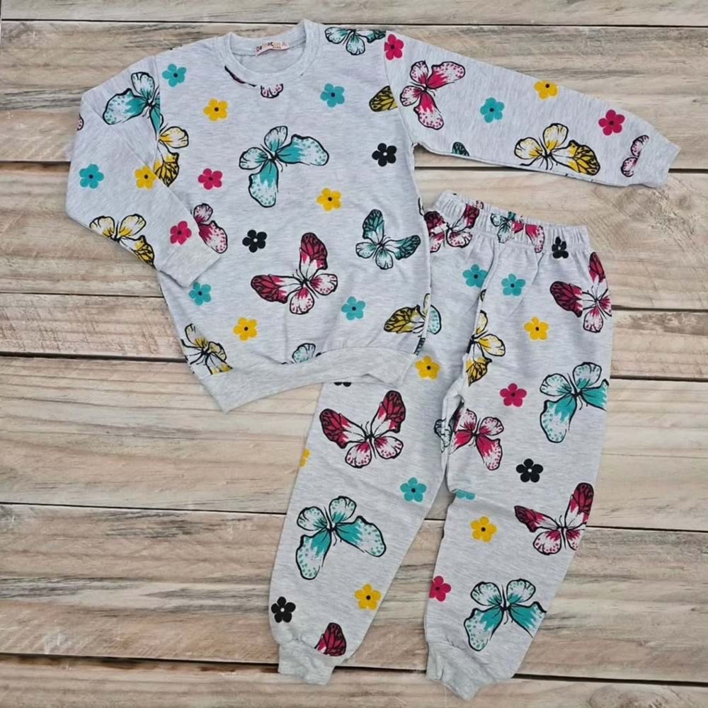 (9-11) Yaş DEFNECAN KELEBEK DESENLİ MEVSİMLİK TAKIM - DESENLİ - 9 YAŞ