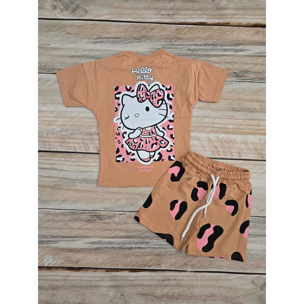 (3-10) Yaş JELIBOOM HELLO KITTY LEOPAR DESENLİ ŞORTLU TAKIM - DESENLİ - 4-5 YAŞ