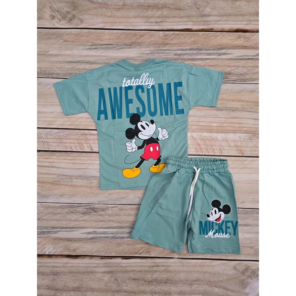 (3-10) Yaş JELIBOOM MICKEY MOUSE DESENLİ ŞORTLU TAKIM - DESENLİ - 7-8 YAŞ