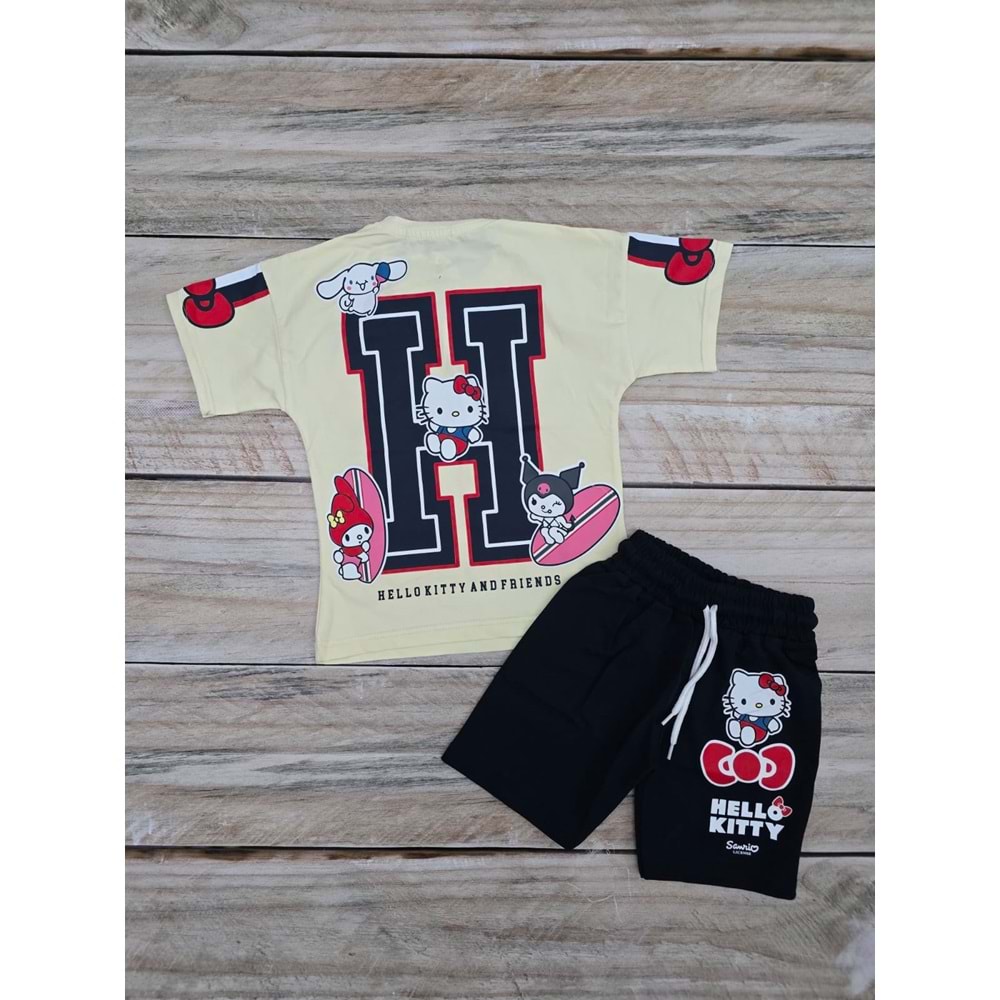 (3-10) Yaş TİNTİNİ HELLO KITTY DESENLİ ŞORTLU TAKIM - DESENLİ - 7-8 YAŞ