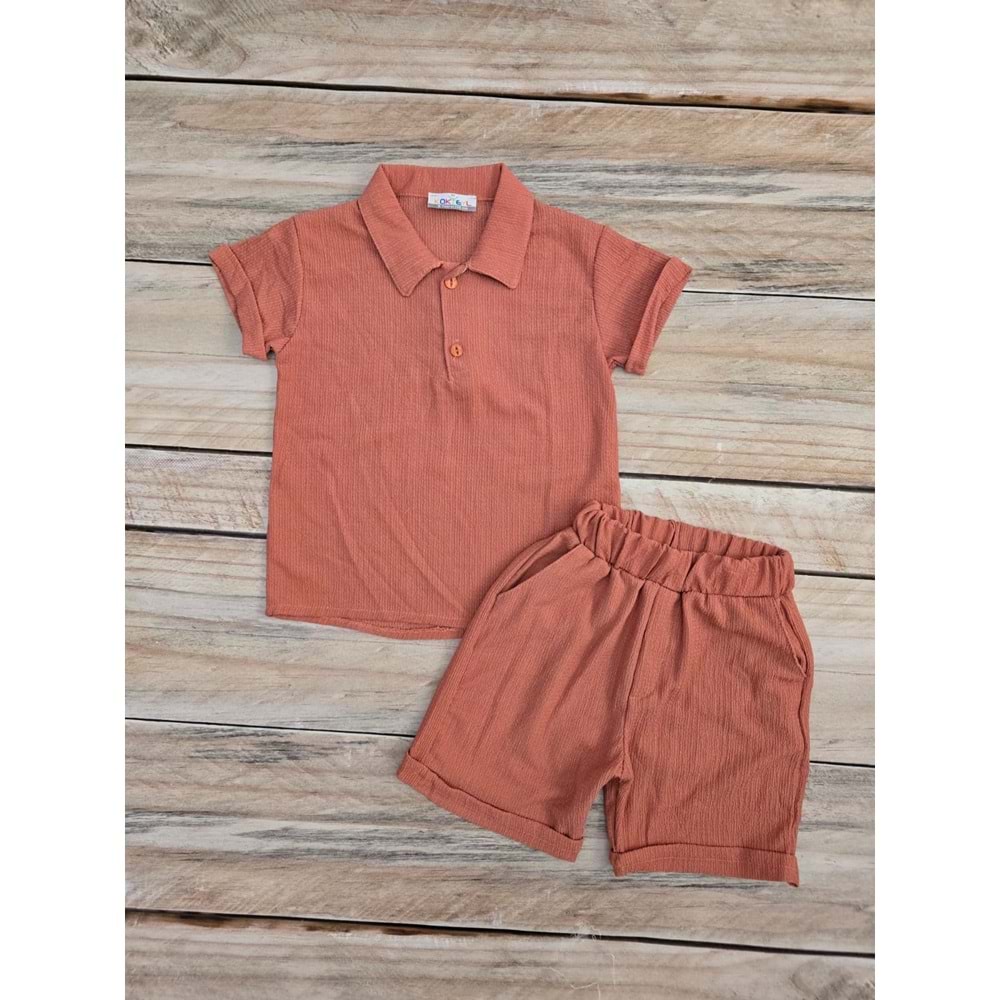 (6-10) Yaş KOKTEYL KIDS POLO YAKA ŞORTLU TAKIM - TURUNCU - 9 YAŞ