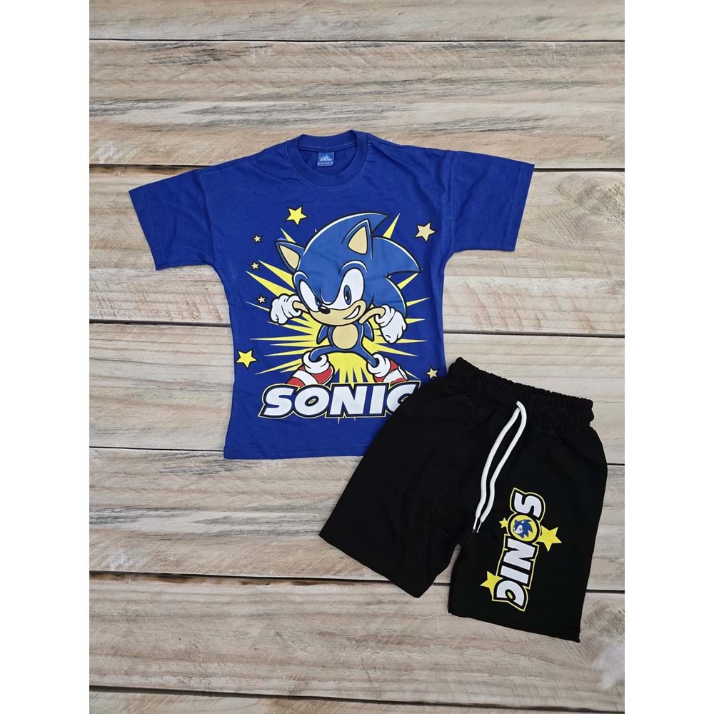 (3-10) Yaş MRT KIDS SONIC DESENLİ ŞORTLU TAKIM - DESENLİ - 3-4 YAŞ