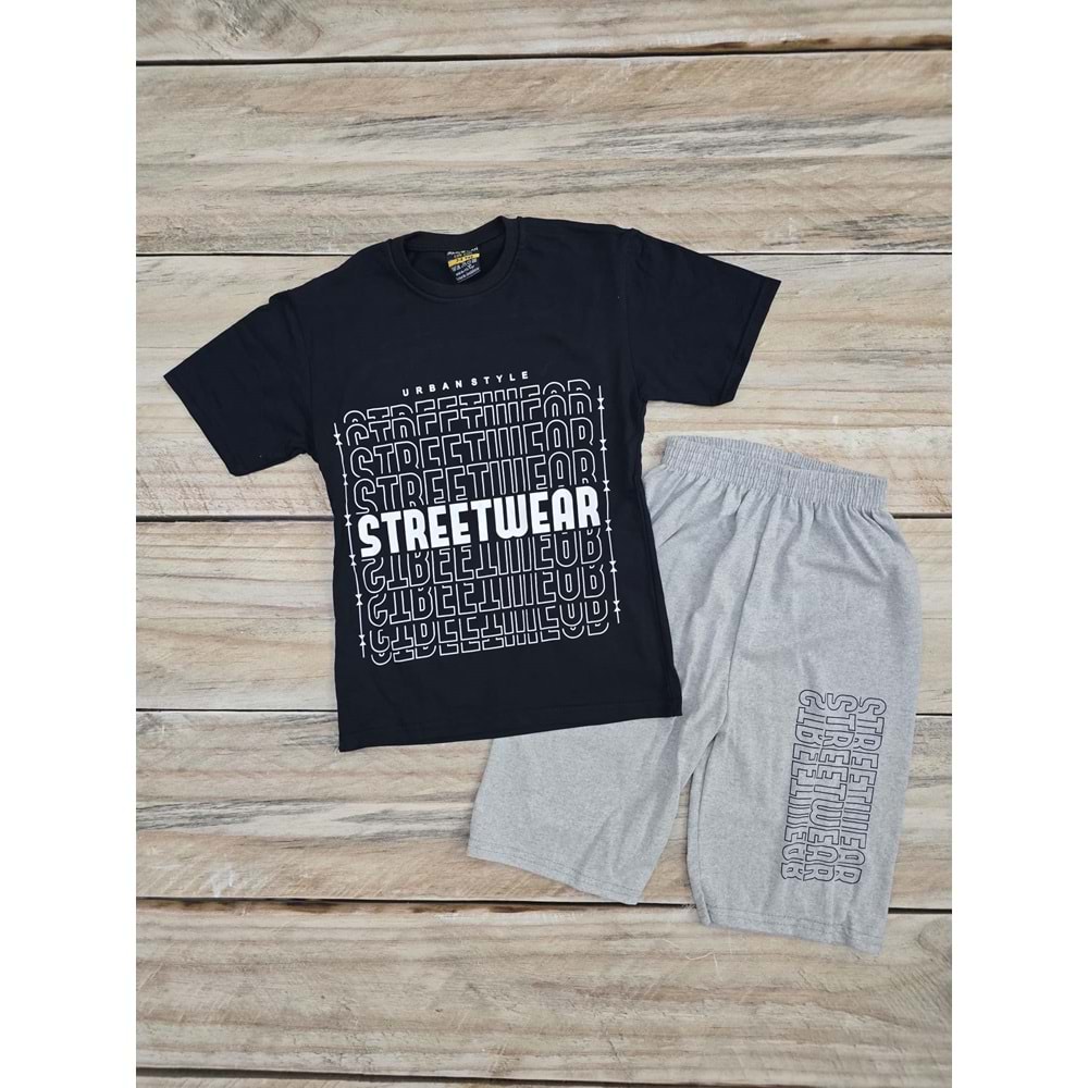 (3-12) Yaş MEMOCAN STREETWEAR DESENLİ ŞORTLU TAKIM - LACİVERT - 5-6 YAŞ