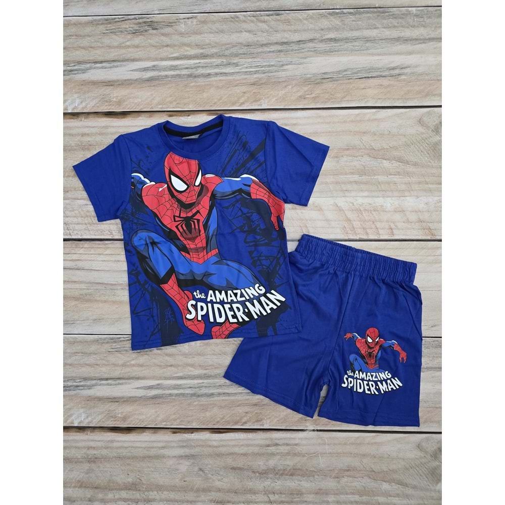 (3-10) Yaş WOLF SPIDERMAN DESENLİ ŞORTLU TAKIM - MAVİ - 3-4 YAŞ