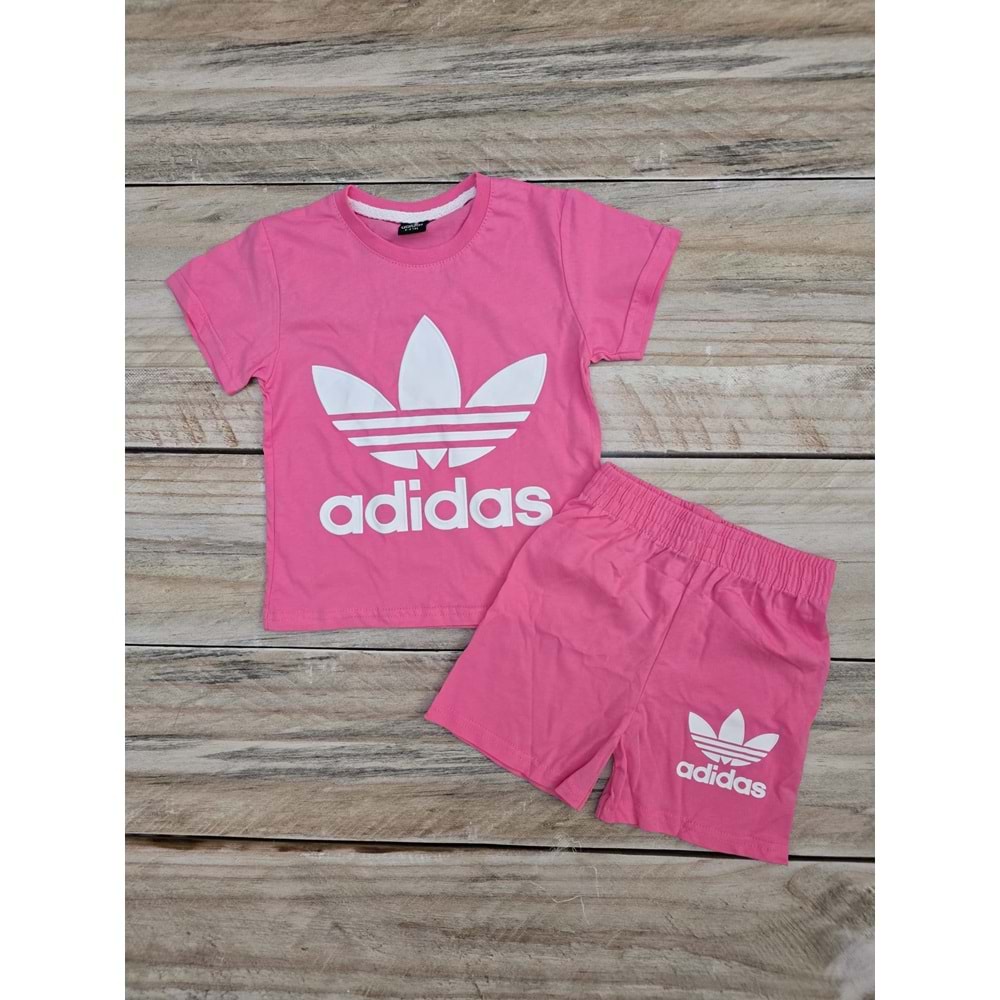 (3-10) Yaş WOLF ADS DESENLİ ŞORTLU TAKIMI - PEMBE - 4-5 YAŞ