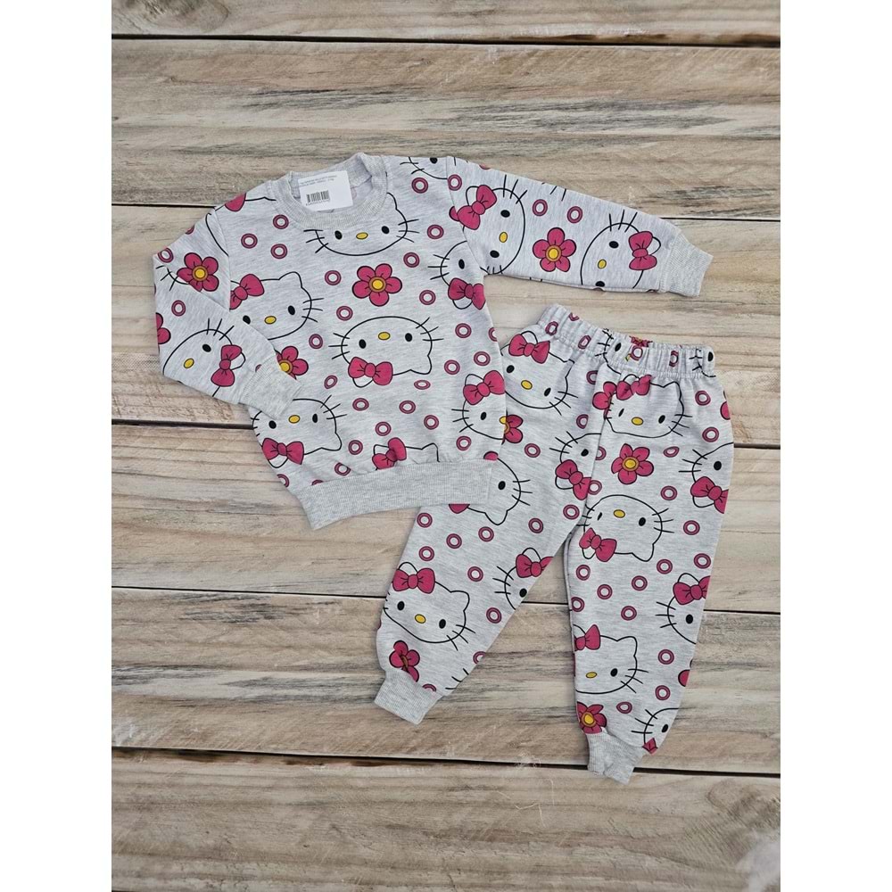 (3-12) Yaş DEFNECAN HELLO KITTY DESENLİ MEVSİMLİK TAKIM - DESENLİ - 7 YAŞ