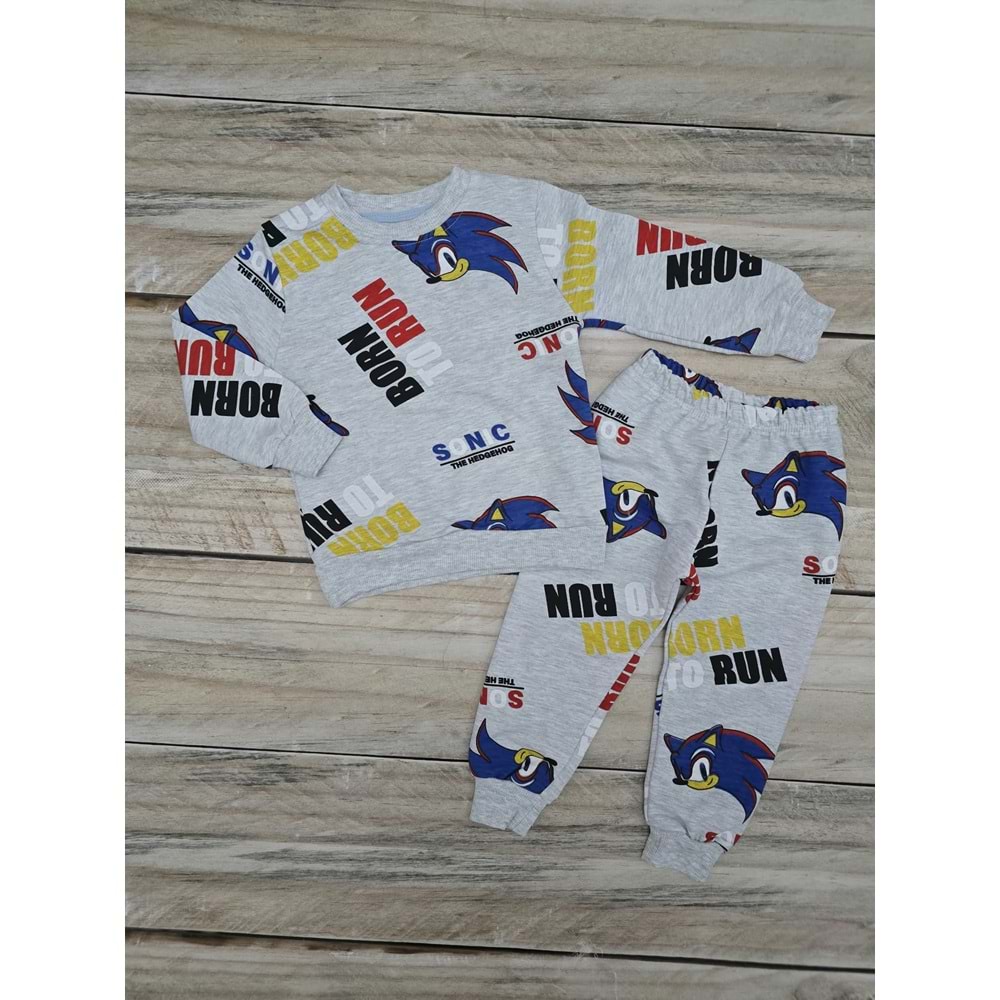 (3-12) Yaş DEFNECAN SONIC THE HEDGEHOG DESENLİ MEVSİMLİK TAKIM - DESENLİ - 5 YAŞ