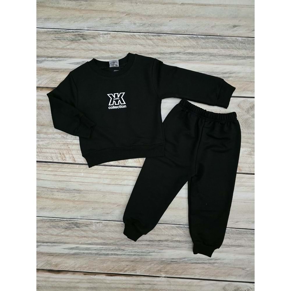 (1-4) Yaş KARATAŞ X COLLECTİON DESENLİ MEVSİMLİK TAKIM - SİYAH - 1 YAŞ