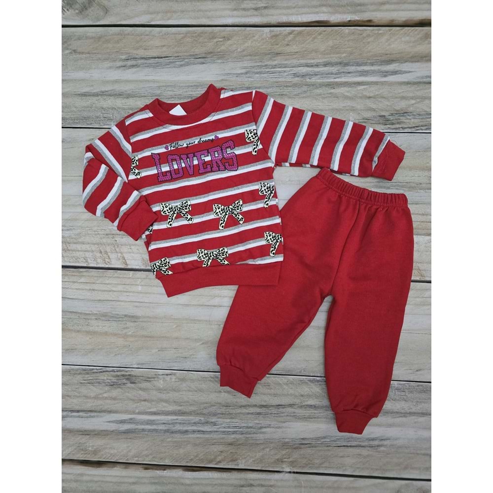 (1-7) Yaş HAMARAT KIDS LOVERS DESENLİ MEVSİMLİK TAKIM - KIRMIZI - 7-8 YAŞ