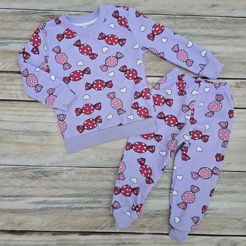 (3-7) Yaş ŞEKER DESENLİ KARAKTERLİ ŞARDONLU TAKIM