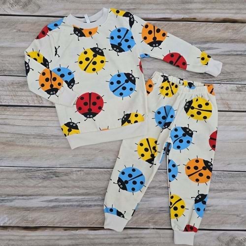 (3-7) Yaş UĞUR BÖCEĞİ DESENLİ KARAKTERLİ ŞARDONLU TAKIM