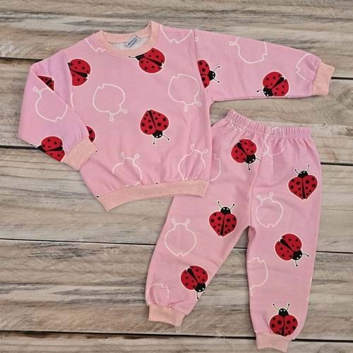 (2-5) Yaş KESKİNCAN UĞUR BÖCEĞİ DESENLİ ŞARDONLU TAKIM