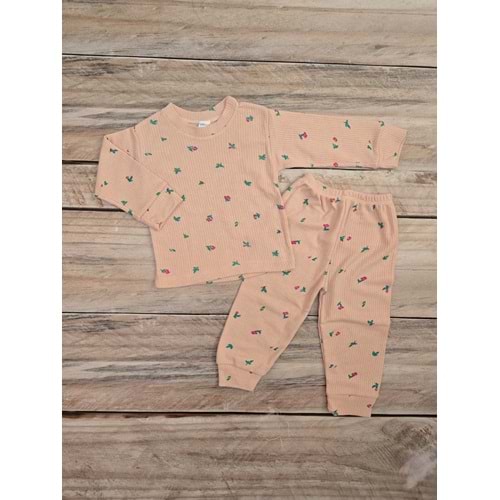 (1-6) Yaş ÇUM ÇUM ÇİÇEK DESENLİ MEVSİMLİK PİJAMA TAKIMI