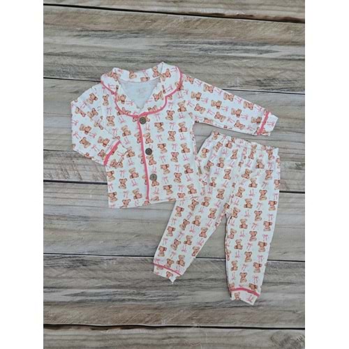 (1-6) Yaş SÜPERMİNİ AYICIKLI DÜĞMELİ MEVSİMLİK PİJAMA TAKIMI