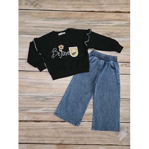 (3-7) Yaş İNCİLAY KOL FIRFIRLI KOT TAKIM