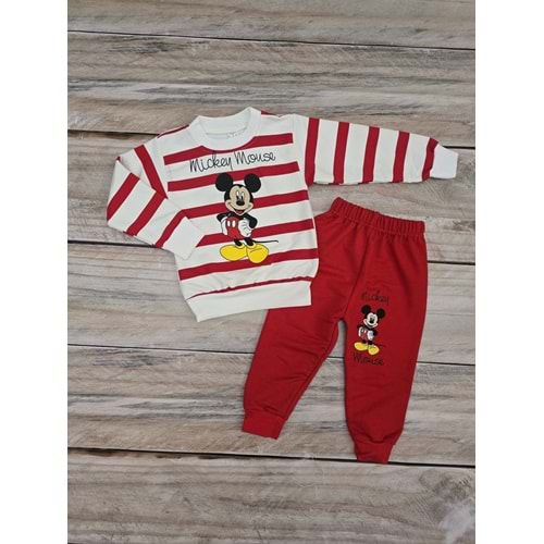 (2-5) Yaş SELFİE MİCKEY DESENLİ ÇİZGİLİ MEVSİMLİK TAKIM