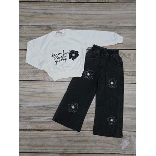 (6-10) Yaş İNCİLAY ÇİÇEKLİ KOT TAKIM