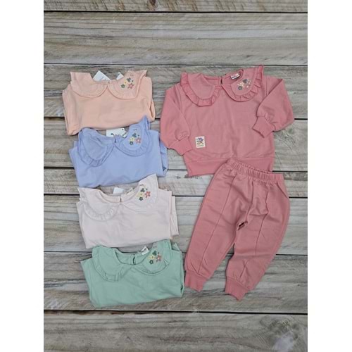 (1-4) Yaş WOW ÇİÇEK NAKIŞLI YAKALI MEVSİMLİK TAKIM