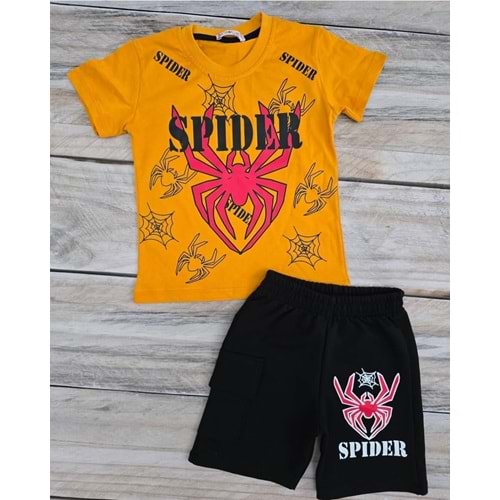 (3-10) Yaş DEFNECAN SPIDERMAN BASKILI ŞORTLU TAKIM