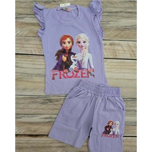 (3-10) Yaş TİNTİNİ FROZEN BASKILI ŞORTLU TAKIM
