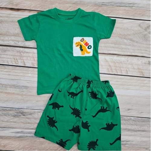 (2-5) Yaş KESKİNCAN DİNO DESENLİ ŞORTLU TAKIM