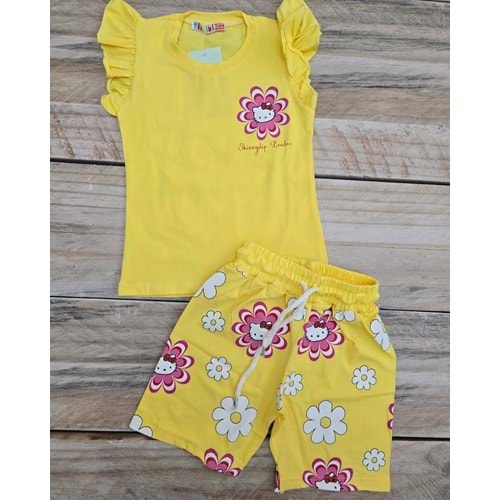 (3-10) Yaş TİNTİNİ HELLO KITTY BASKILI ŞORTLU TAKIM