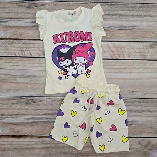 (3-10) Yaş TİNTİNİ KUROMİ BASKILI ŞORTLU TAKIM