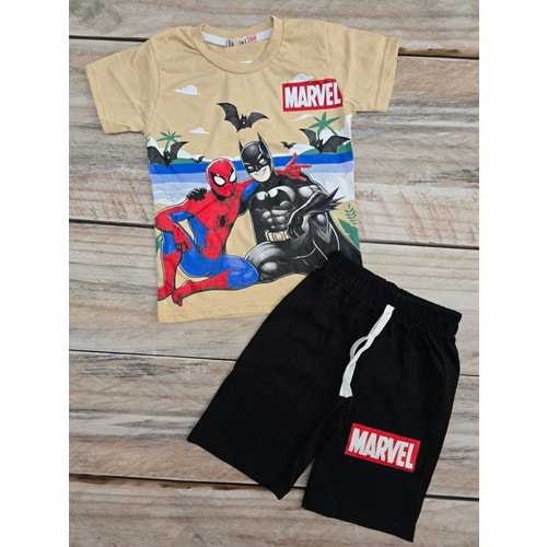 (3-10) Yaş TİNTİNİ MARVEL BASKILI ŞORTLU TAKIM