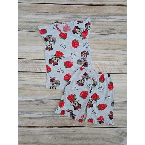 (5-10) Yaş DEFNECAN ÇİLEKLİ MINNIE BASKILI ŞORTLU TAKIM