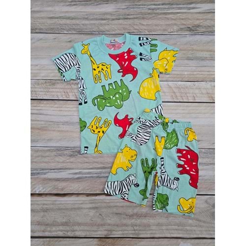 (5-10) Yaş DEFNECAN HAYVAN BASKILI ŞORTLU TAKIM