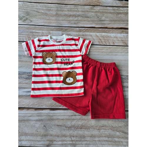 (2-5) Yaş KESKİNCAN CUTE BEAR BASKILI ŞORTLU TAKIM