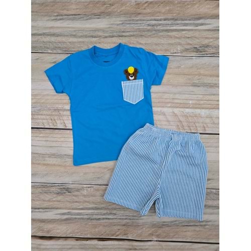 (2-5) Yaş KESKİNCAN ŞAPKALI AYICIKLI ŞORTLU TAKIM