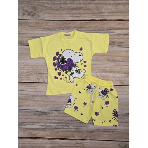 (3-10) Yaş TİNTİNİ SNOOPY BASKILI ŞORTLU TAKIM