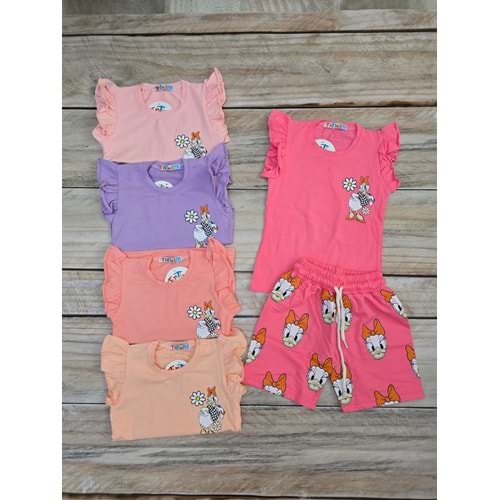 (3-10) Yaş TİNTİNİ DUFFY DUCK BASKILI ŞORTLU TAKIM