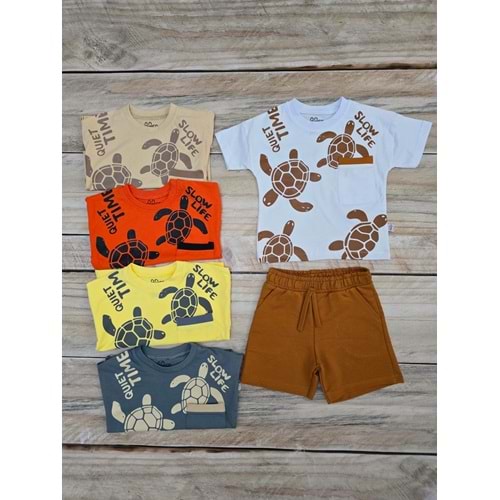 (1-4) Yaş TOMICO KAPLUMBAĞA BASKILI ŞORTLU TAKIM