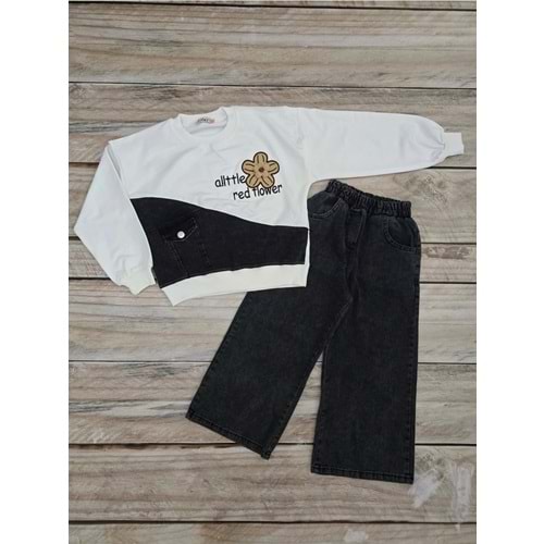 (6-7) Yaş İNCİLAY ÇİÇEK DESENLİ KOT TAKIM