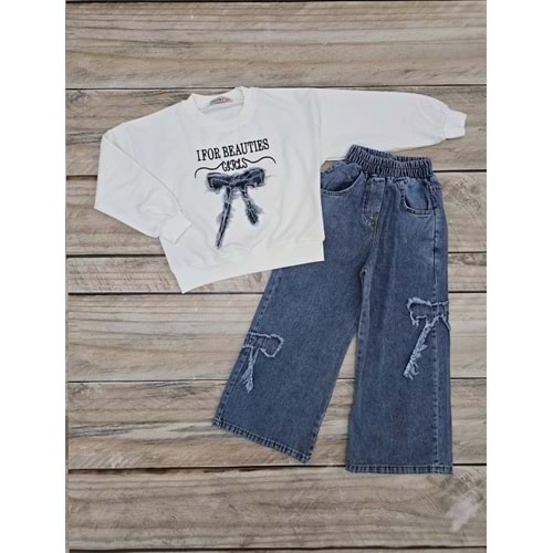 (6) Yaş İNCİLAY KURDALE DESENLİ KOT TAKIM