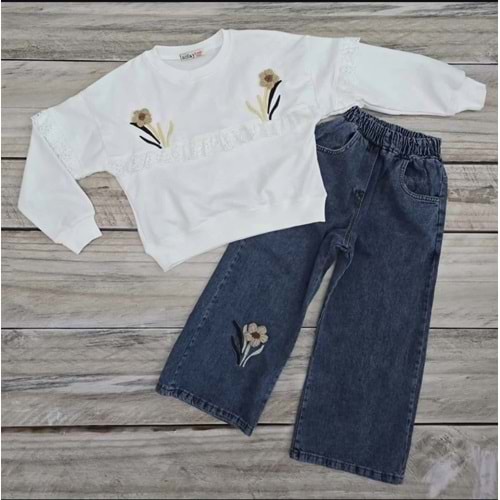 (6-8) Yaş İNCİLAY ALT ÇİÇEKLİ KOT TAKIM