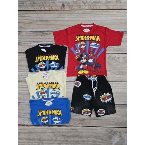(3-10) Yaş TİNTİNİ SPIDERMAN BASKILI ŞORTLU TAKIM