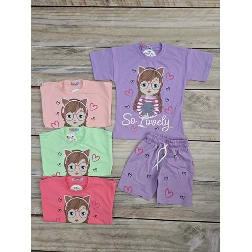 (3-10) Yaş TİNTİNİ SO LOVELY BASKILI ŞORTLU TAKIM