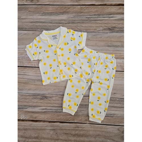 (2-6) Yaş DOLAŞ KIDS PAPATYA DESENLİ YAZLIK DÜĞMELİ PİJAMA TAKIMI