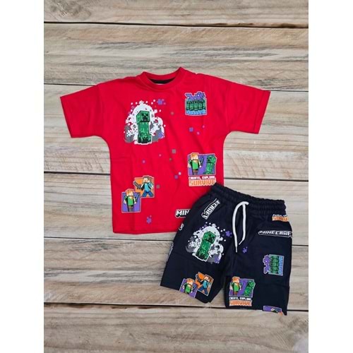 (3-10) Yaş JELIBOOM MINECRAFT BASKILI ŞORTLU TAKIM