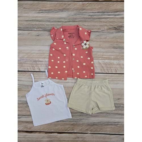 (9-24) Ay NAZAR BEBE PUANTİYELİ ÜÇ PARÇALI ŞORTLU TAKIM