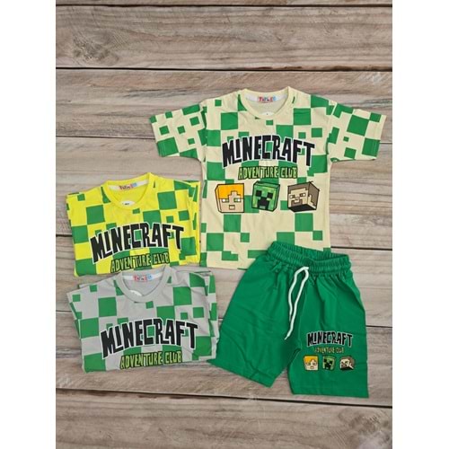(3-10) Yaş TİNTİNİ MİNECRAFT DESENLİ ŞORTLU TAKIM
