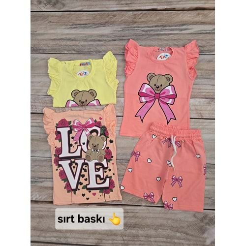 (3-10) Yaş TİNTİNİ LOVE AYICIKLI KURDALELİ ŞORTLU TAKIM